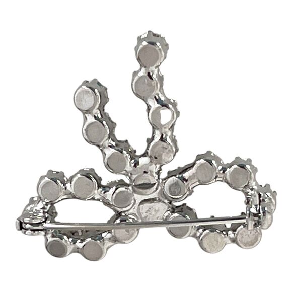 Vintage Rhinestone Pin Silver Tone Prong Set Crystal Mid Century Retro 10Q - Picture 5 of 5
